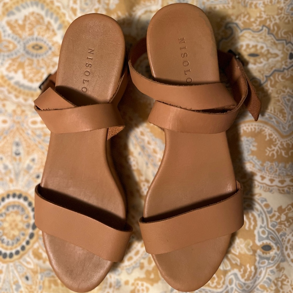 👡 Nisolo “Sarita” Wooden & Leather Wedge Sandal 🌞 - Picture 8 of 10